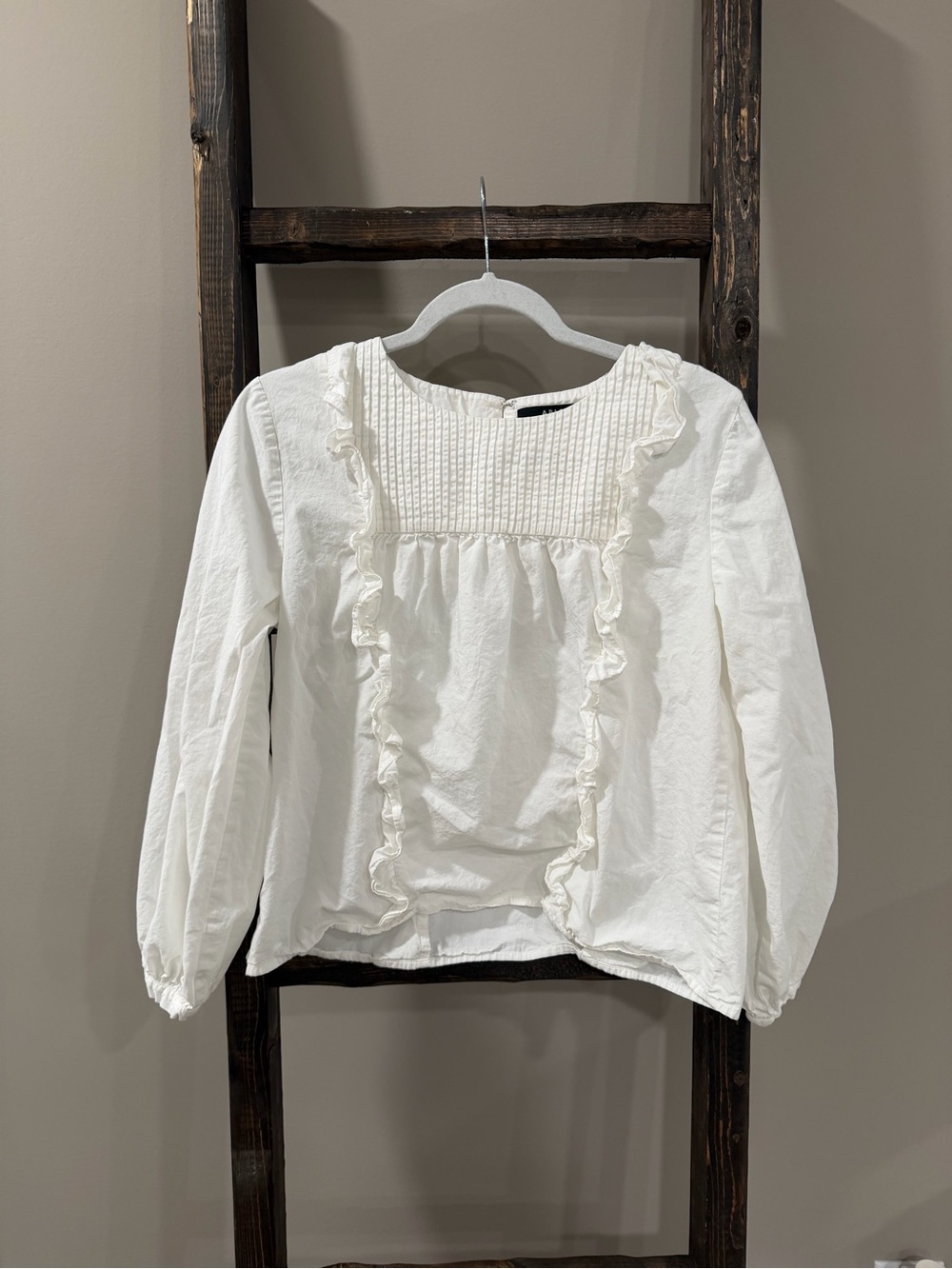 Able Sarah Ruffle Pleated White Blouse